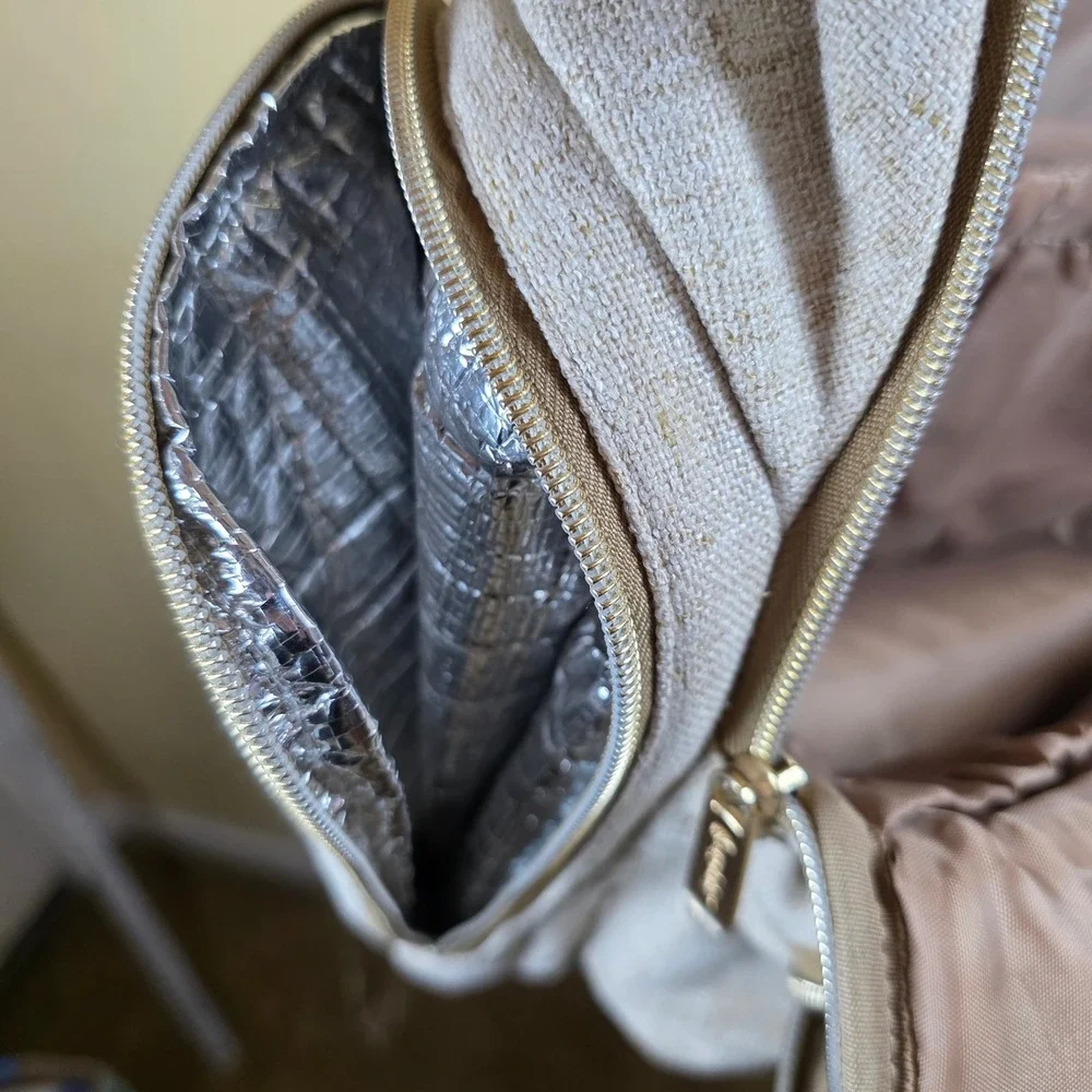 Ergobaby Diaper Bag Backpack Tan Cream Neutral Insulated Bottle Pocket travel - Picture 10 of 14